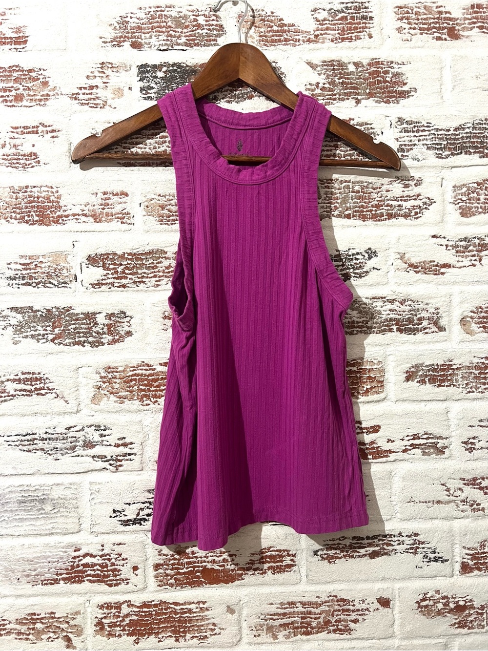 FP Movement Free People Ribbed High Neck Tank Top Magenta Small Activewear